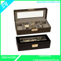 High quanlity black luxury leather watch pckaging box